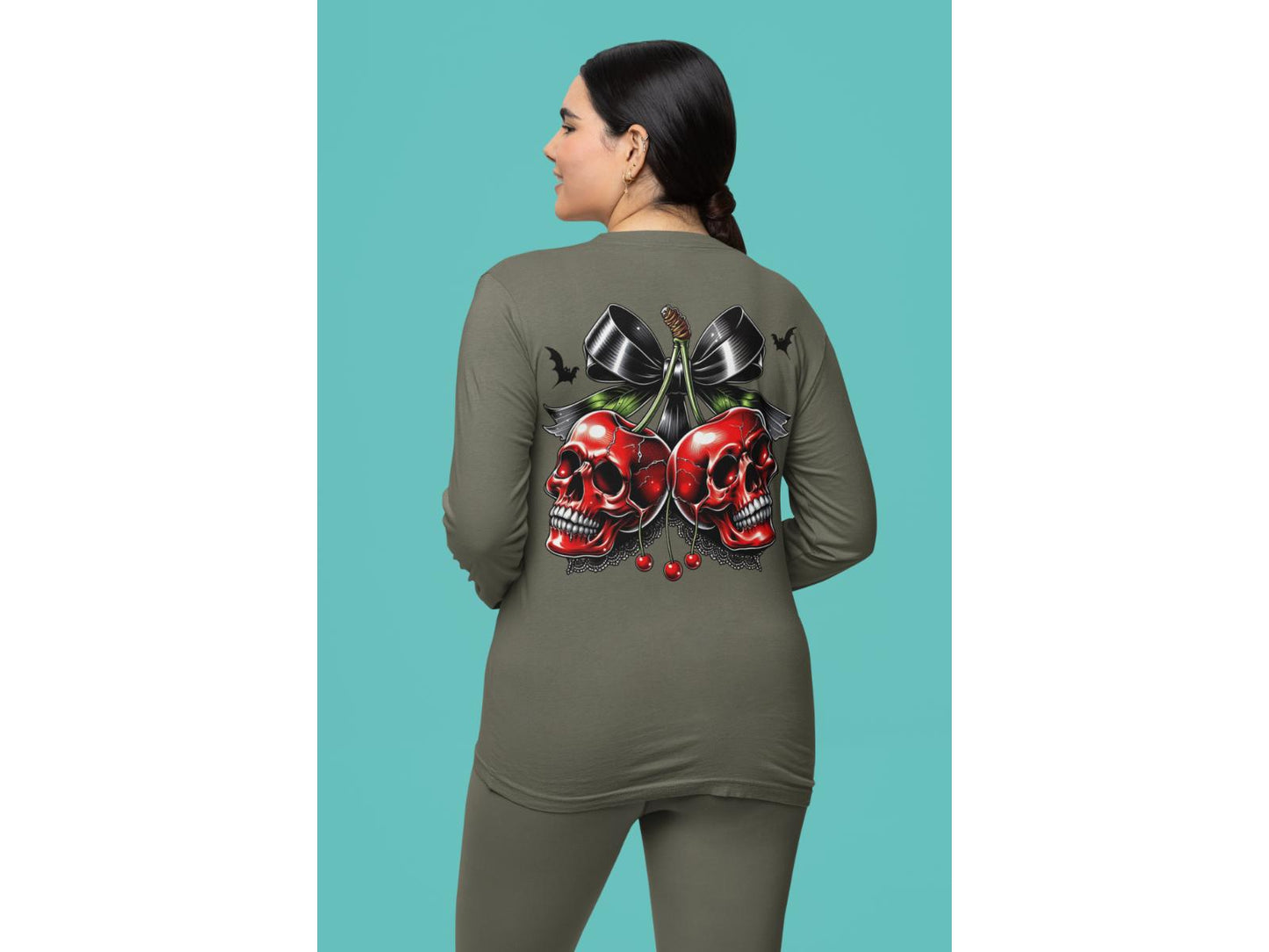 Spooky Cherry Halloween Bow Sweatshirt – Cute & Creepy Fall Vibes