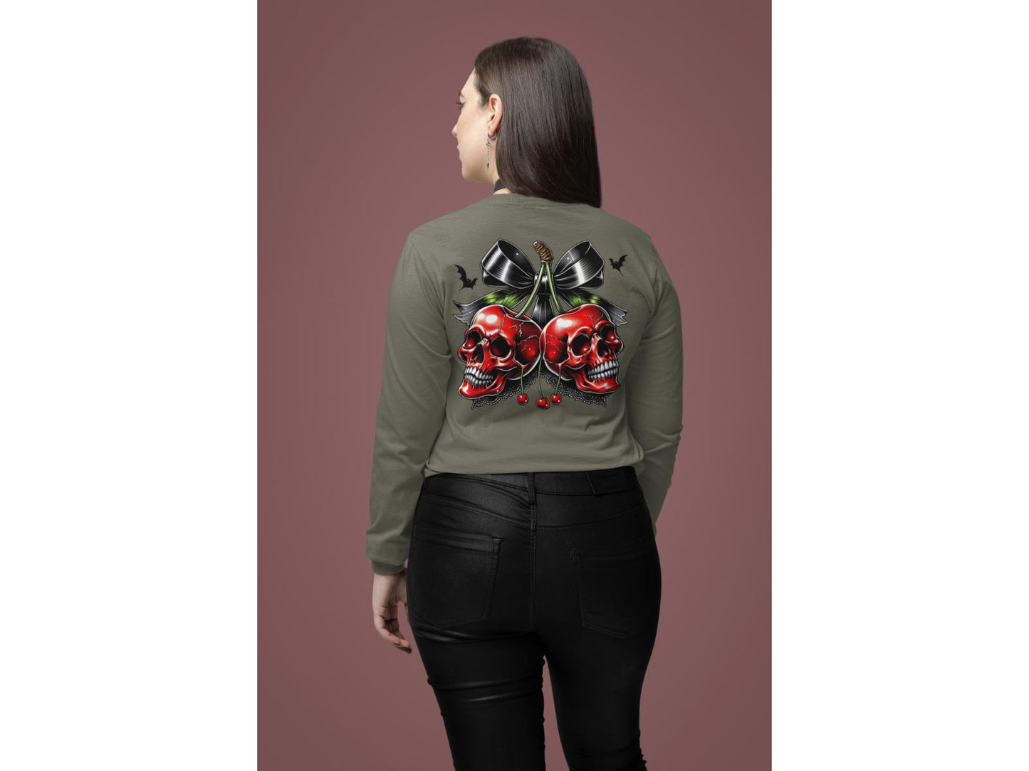 Spooky Cherry Halloween Bow Sweatshirt – Cute & Creepy Fall Vibes