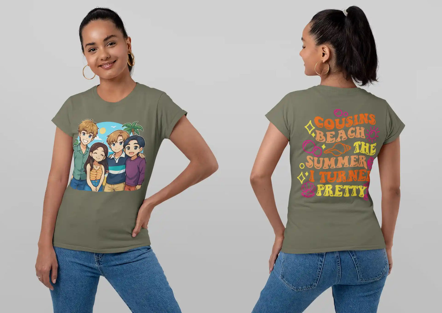 The Summer I Turned Pretty Anime T-Shirt – Belly, Conrad, Jeremiah & Steven – Bella+Canvas 3001 Short Sleeve Tee