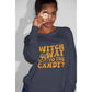 Witch Way to the Candy Halloween Sweatshirt – Bella+Canvas 3501 Unisex Pullover – Spooky Funny Fall Sweater (S–3XL, Multiple Colors)