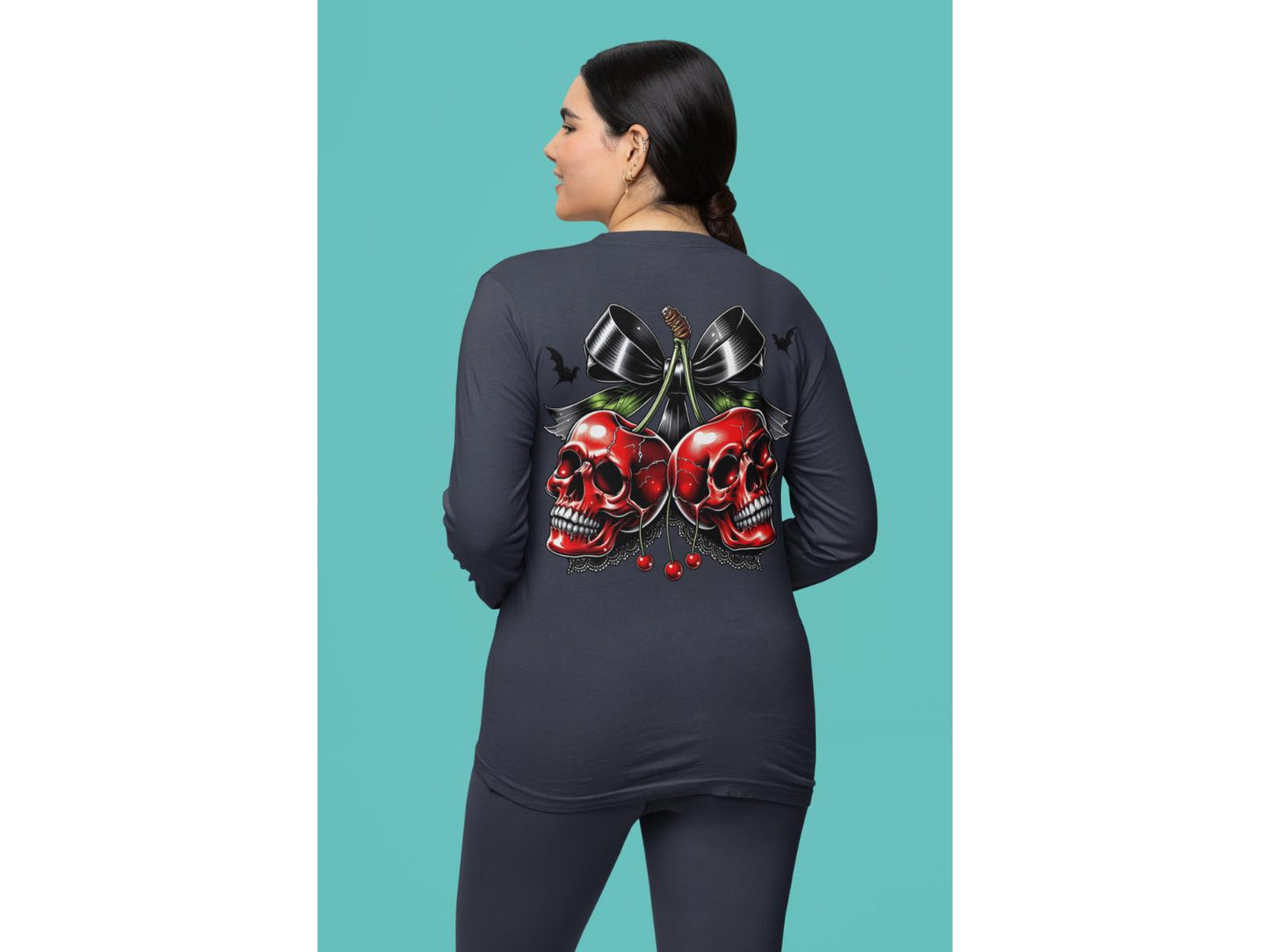 Spooky Cherry Halloween Bow Sweatshirt – Cute & Creepy Fall Vibes