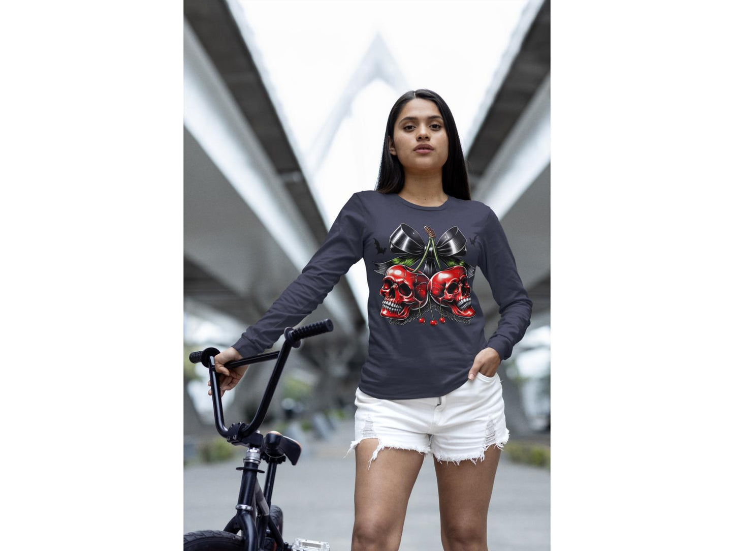 Spooky Cherry Halloween Bow Sweatshirt – Cute & Creepy Fall Vibes