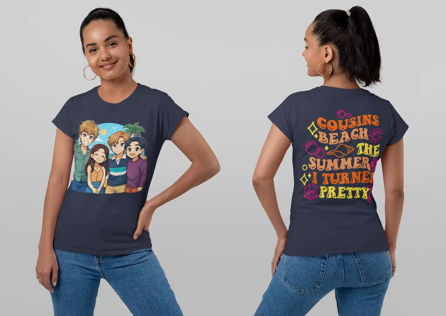 The Summer I Turned Pretty Anime T-Shirt – Belly, Conrad, Jeremiah & Steven – Bella+Canvas 3001 Short Sleeve Tee