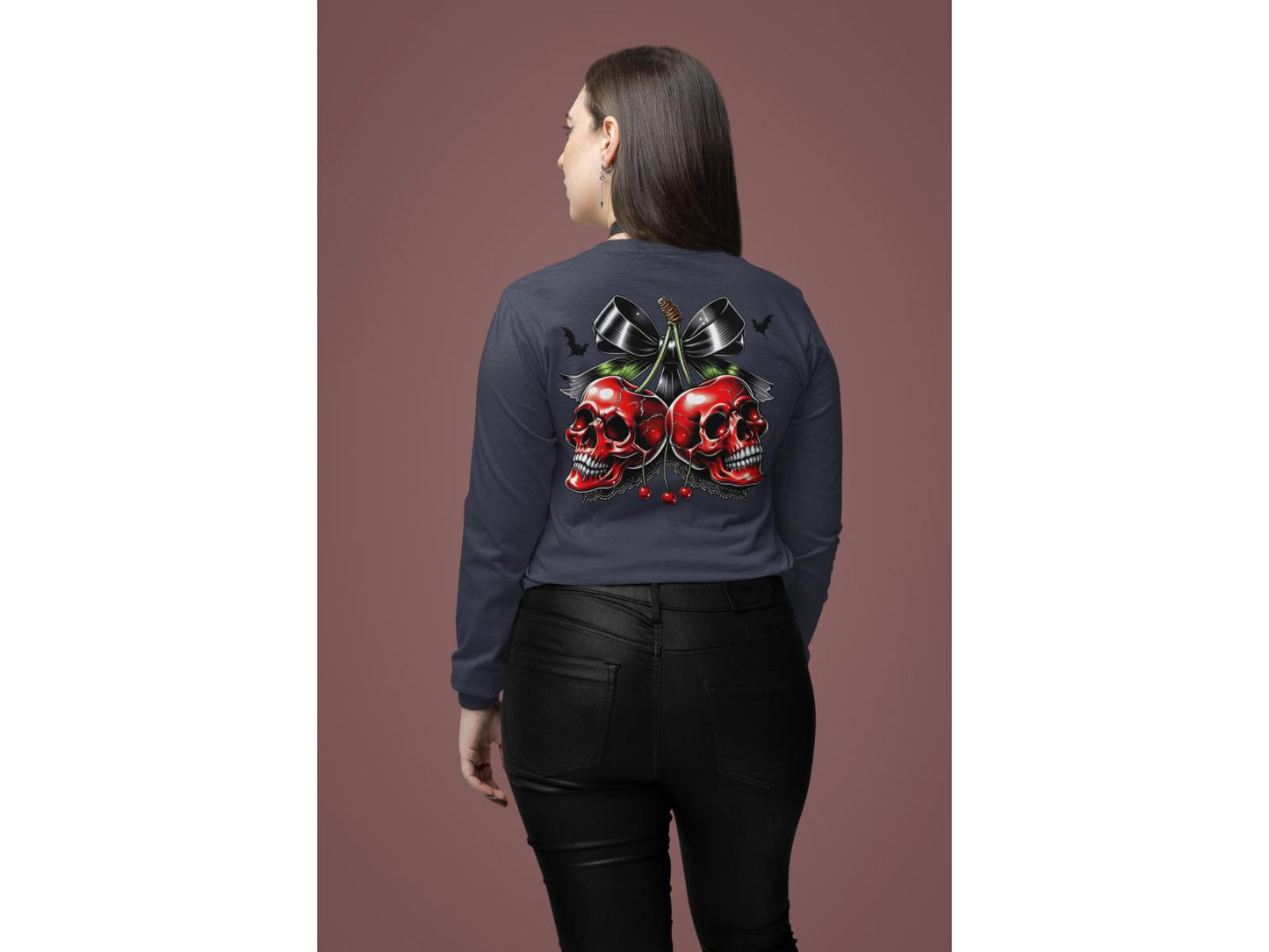 Spooky Cherry Halloween Bow Sweatshirt – Cute & Creepy Fall Vibes