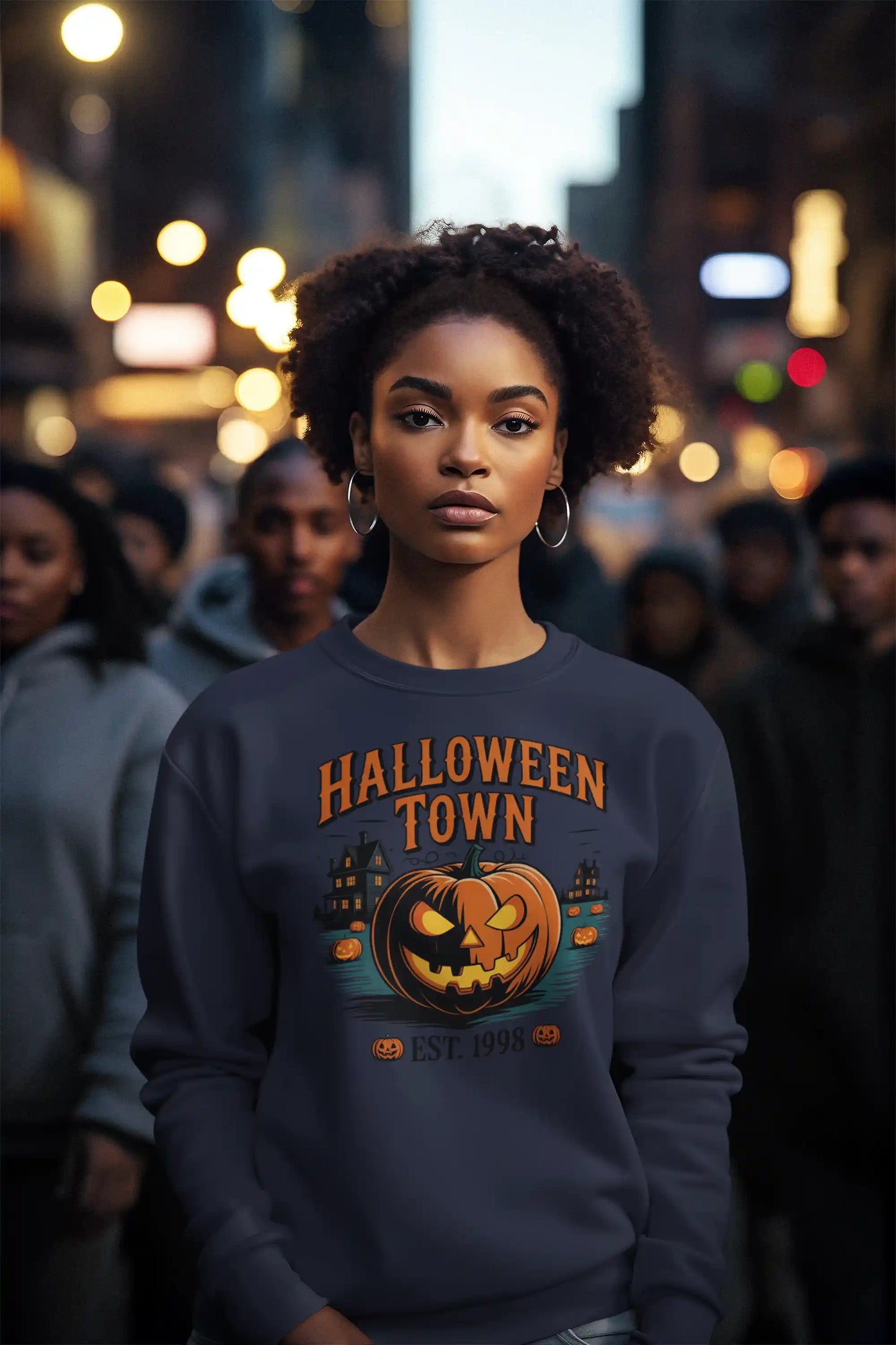 Halloween Town Sweatshirt – Vintage Pumpkin Graphic – Bella Canvas 3501 – Halloween Crewneck – Spooky Season Shirt – Unisex S-3XL