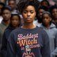 Baddest Witch in Town Retro Halloween Bella+Canvas 3501 Sweatshirt – Spooky Cute Fall Outfit