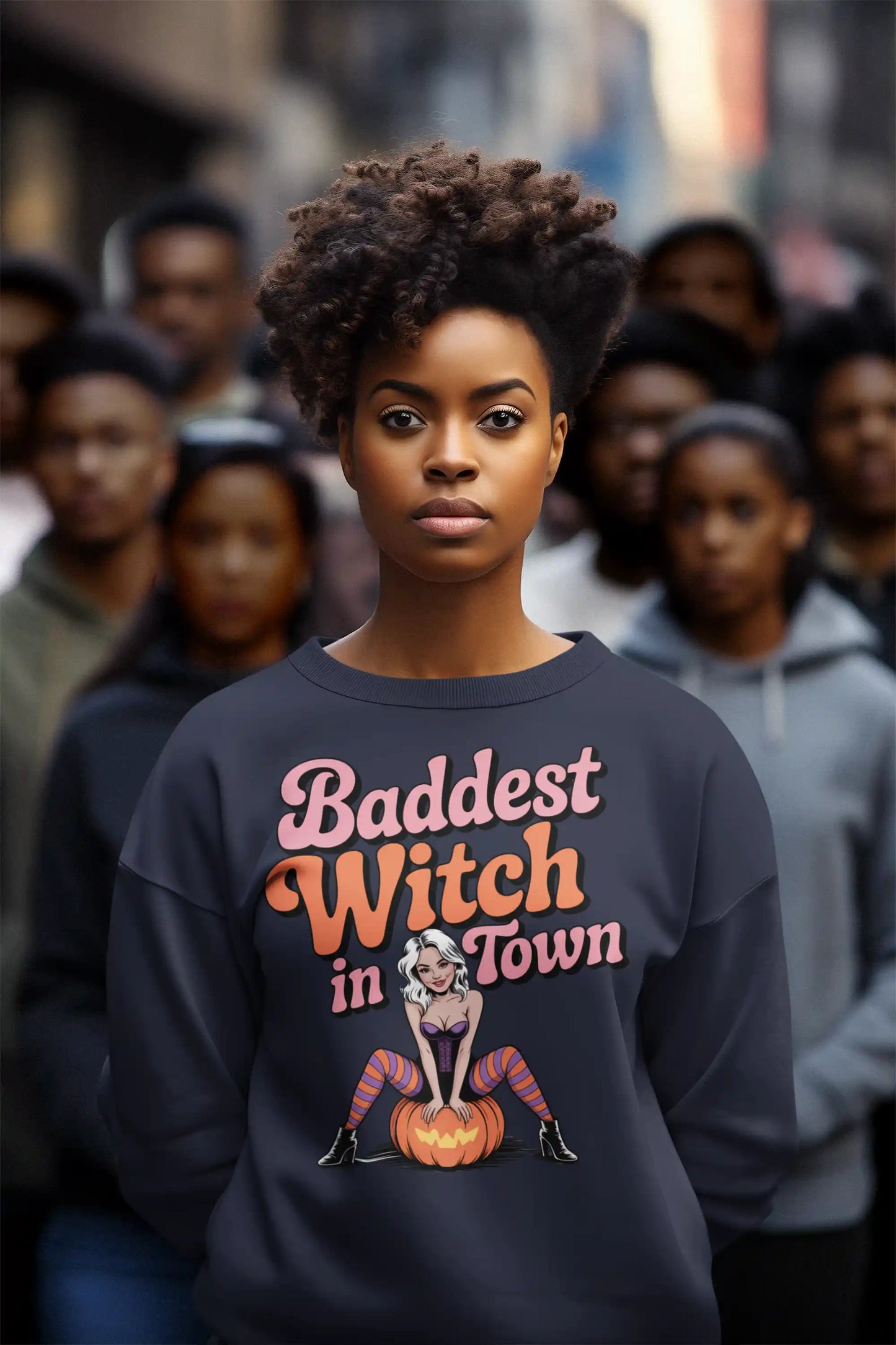 Baddest Witch in Town Retro Halloween Bella+Canvas 3501 Sweatshirt – Spooky Cute Fall Outfit