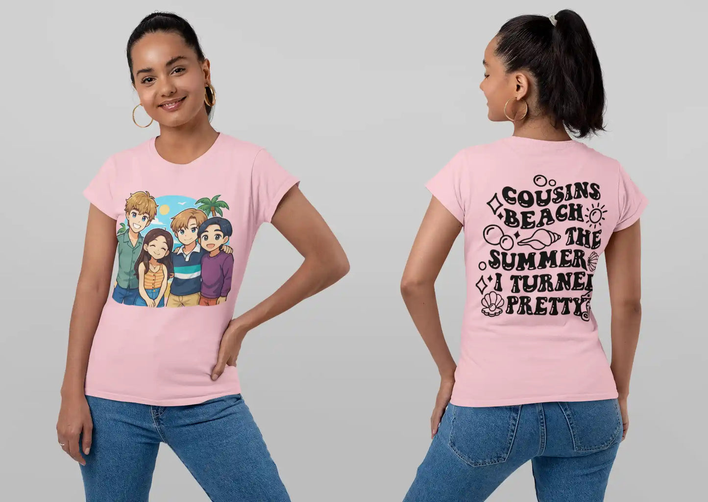 The Summer I Turned Pretty Anime T-Shirt – Belly, Conrad, Jeremiah & Steven – Bella+Canvas 3001 Short Sleeve Tee