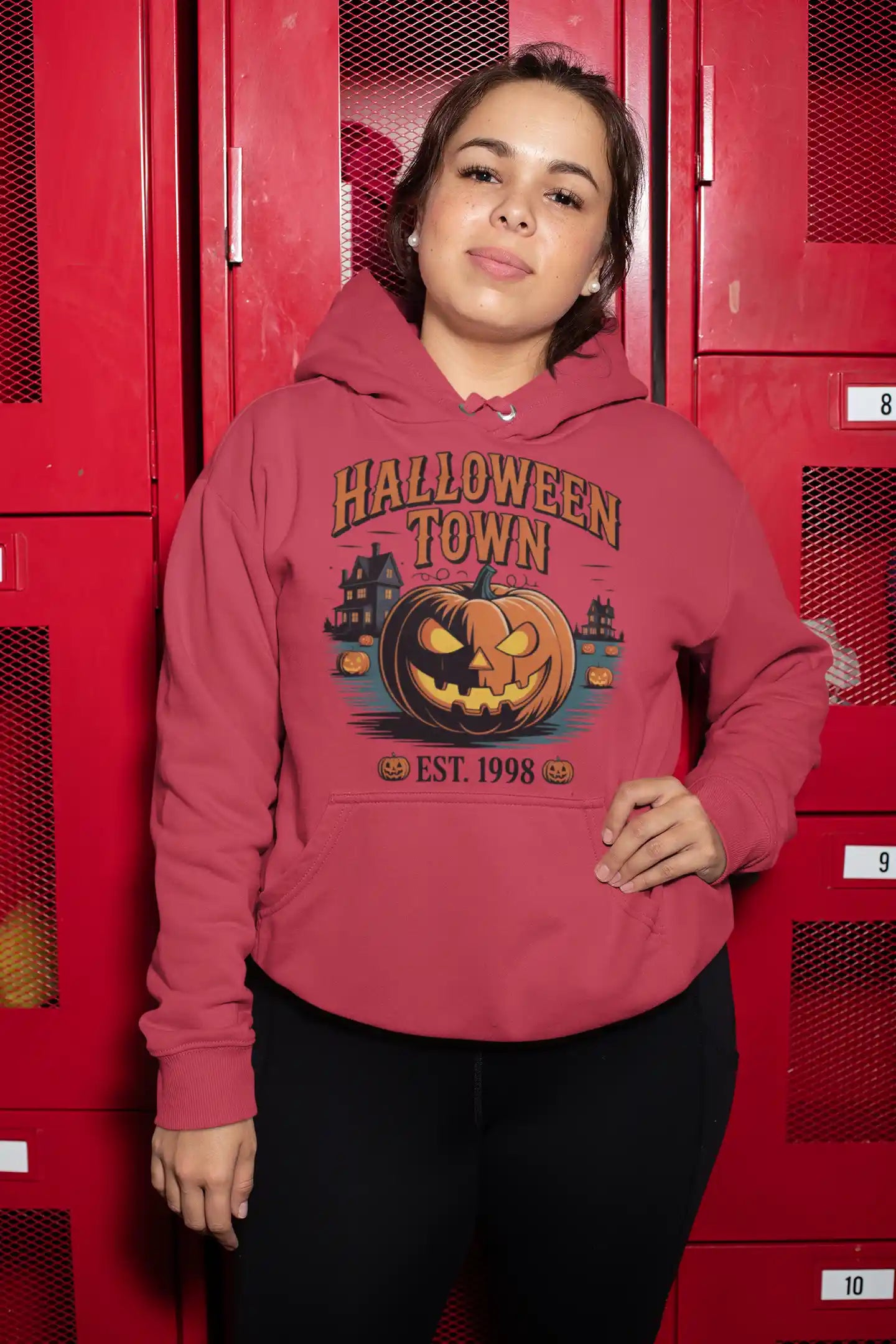 Halloween Town Hoodie – Vintage Pumpkin Graphic – Bella Canvas 3719 – Halloween Pullover – Spooky Season Hoodie – Unisex S-3XL