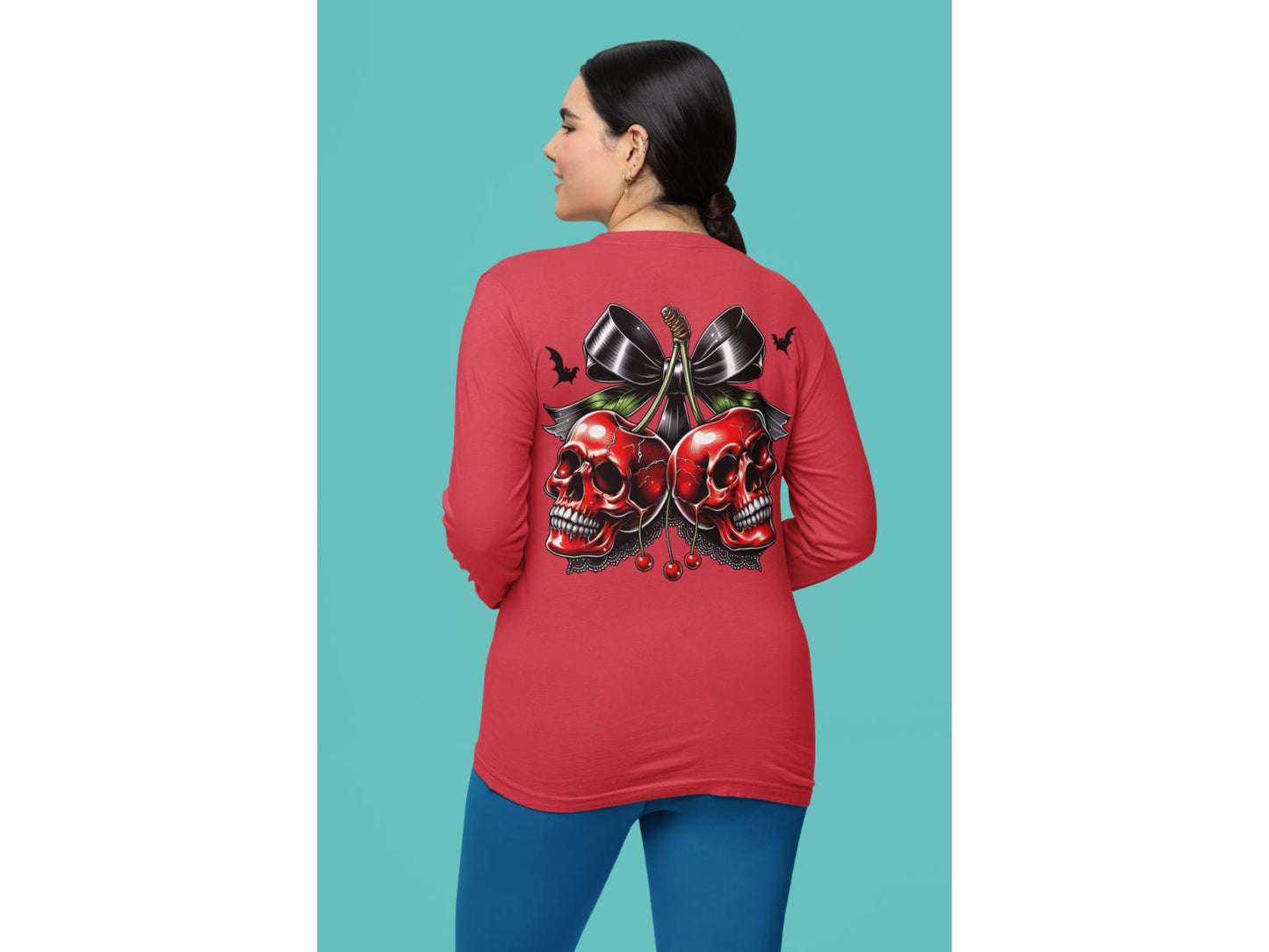 Spooky Cherry Halloween Bow Sweatshirt – Cute & Creepy Fall Vibes