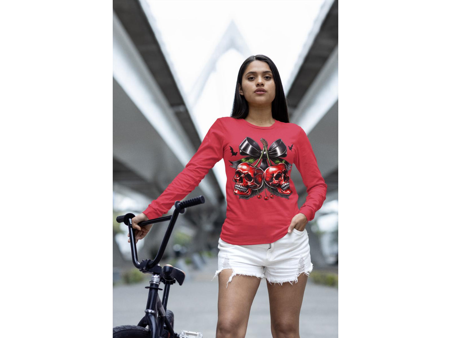 Spooky Cherry Halloween Bow Sweatshirt – Cute & Creepy Fall Vibes