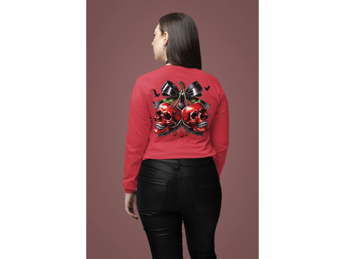 Spooky Cherry Halloween Bow Sweatshirt – Cute & Creepy Fall Vibes