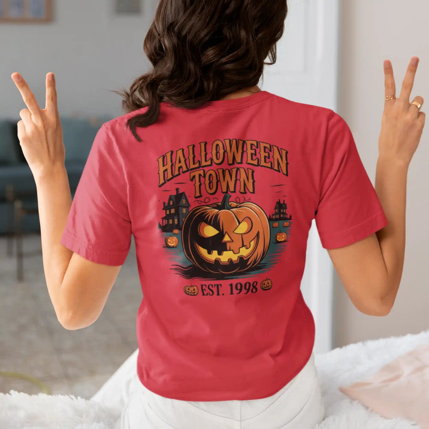 Halloween Town T-Shirt – Vintage Pumpkin Graphic – Bella Canvas 3001 – Halloween Tee – Spooky Season Shirt – Unisex S-3XL
