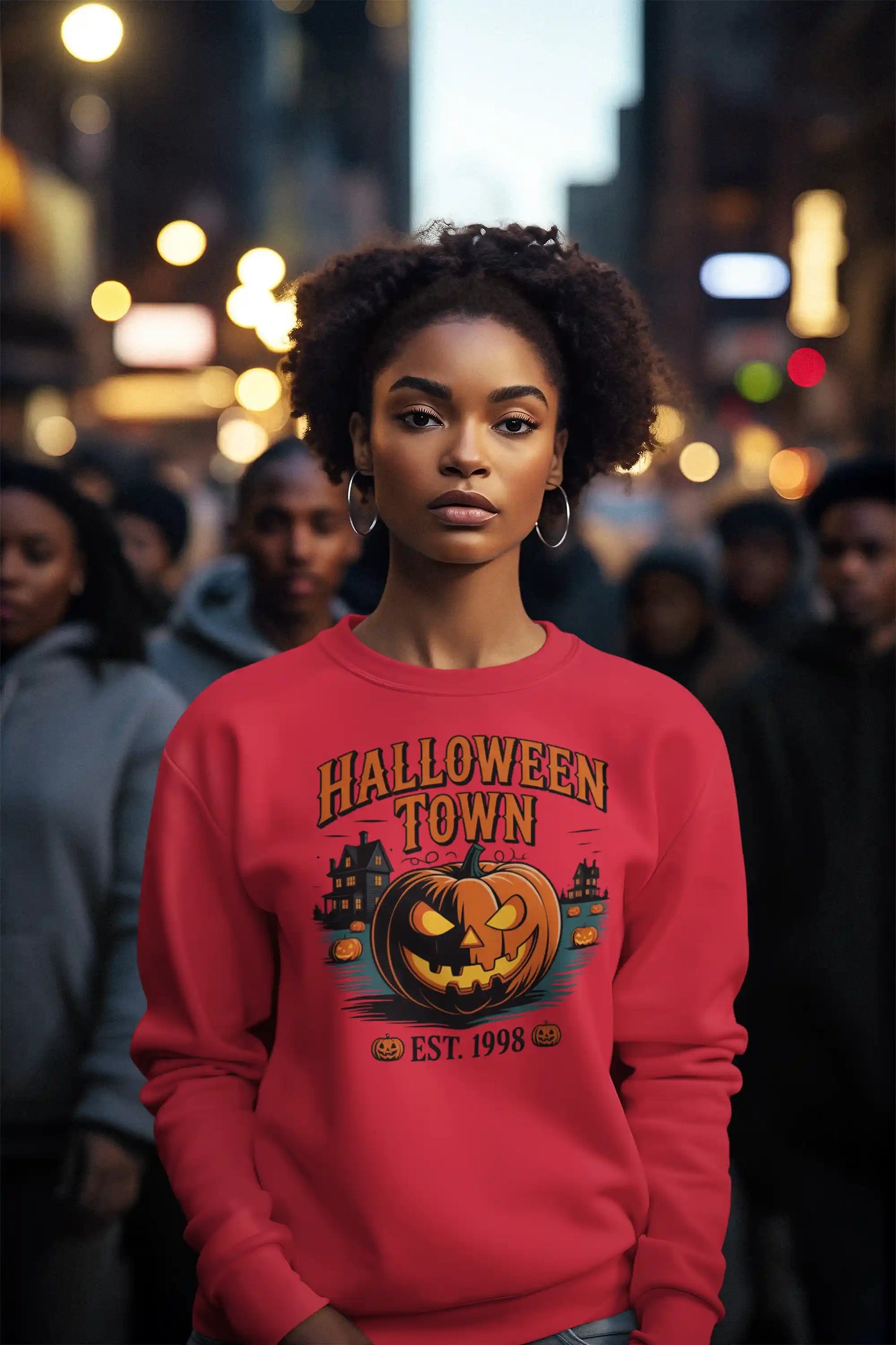 Halloween Town Sweatshirt – Vintage Pumpkin Graphic – Bella Canvas 3501 – Halloween Crewneck – Spooky Season Shirt – Unisex S-3XL