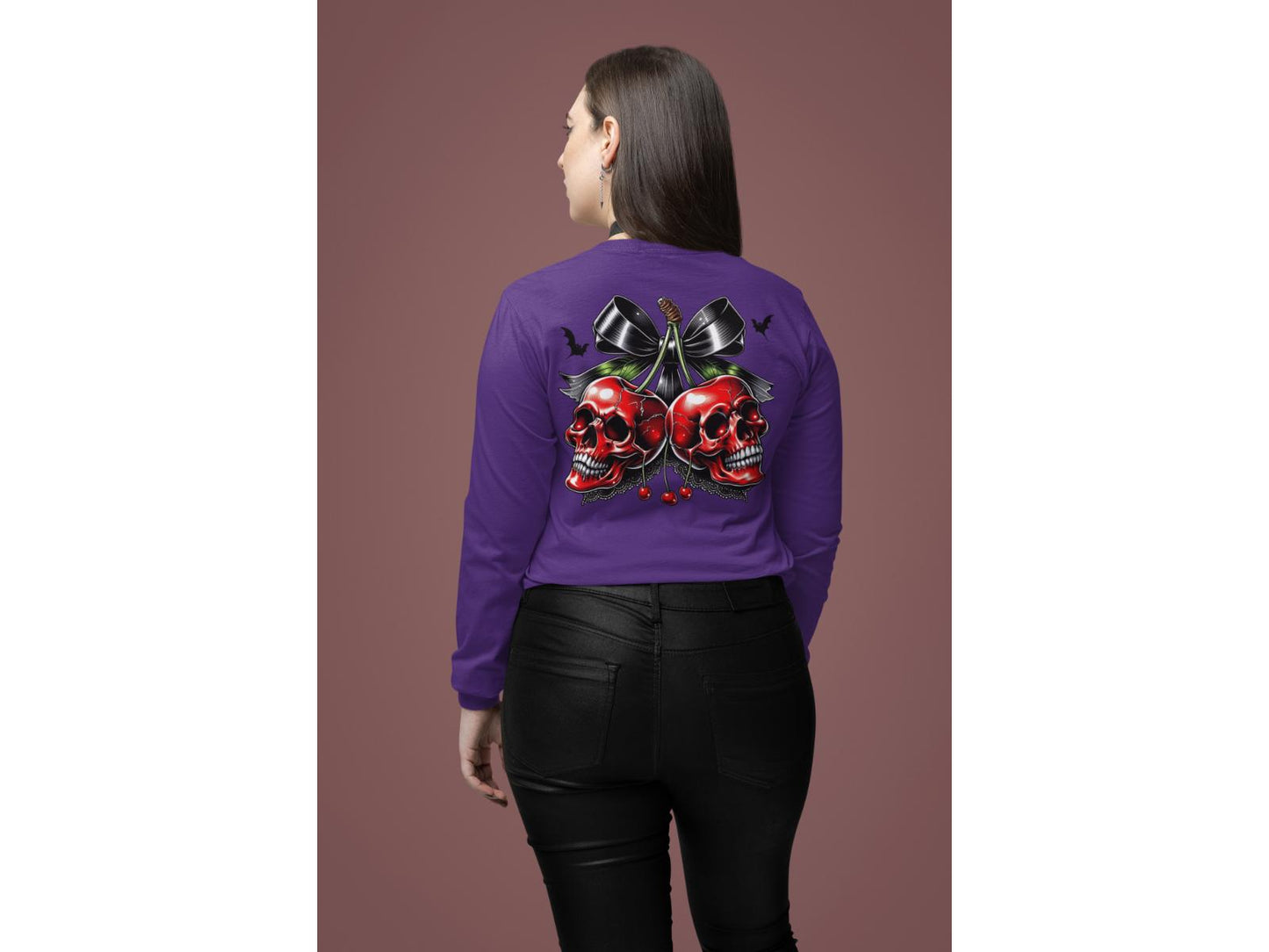 Spooky Cherry Halloween Bow Sweatshirt – Cute & Creepy Fall Vibes