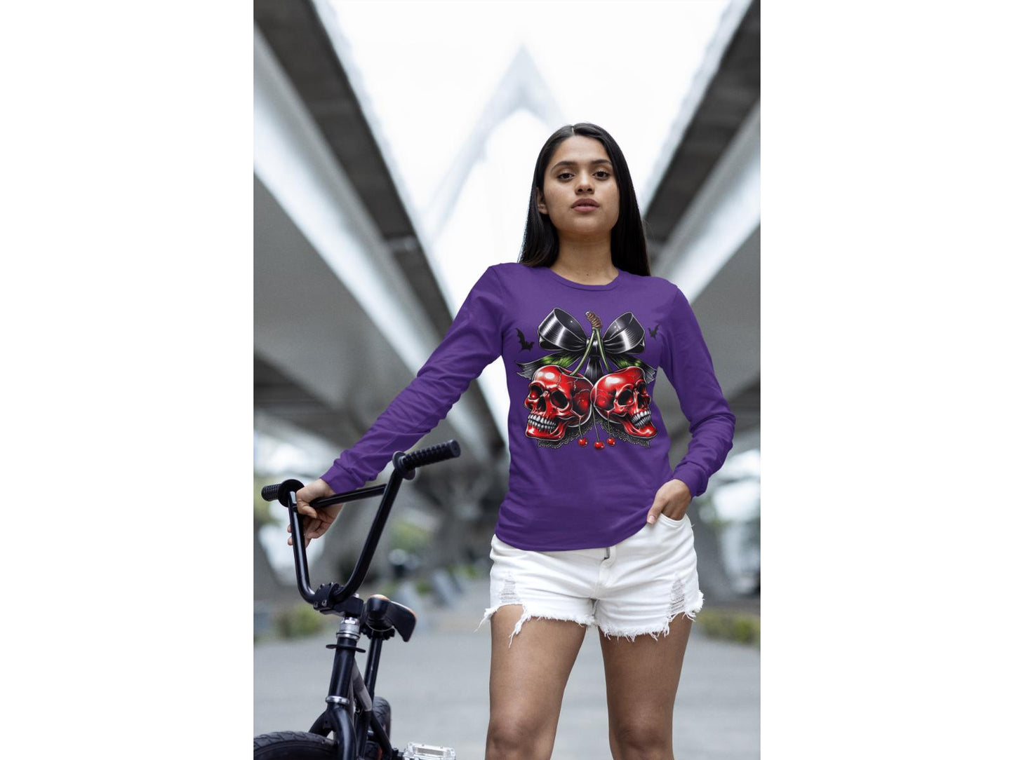 Spooky Cherry Halloween Bow Sweatshirt – Cute & Creepy Fall Vibes