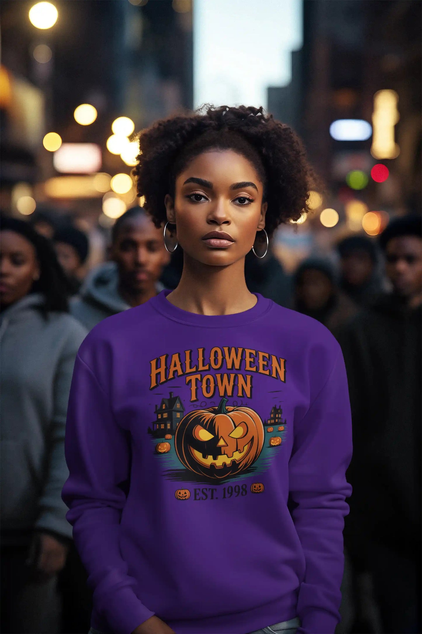 Halloween Town Sweatshirt – Vintage Pumpkin Graphic – Bella Canvas 3501 – Halloween Crewneck – Spooky Season Shirt – Unisex S-3XL