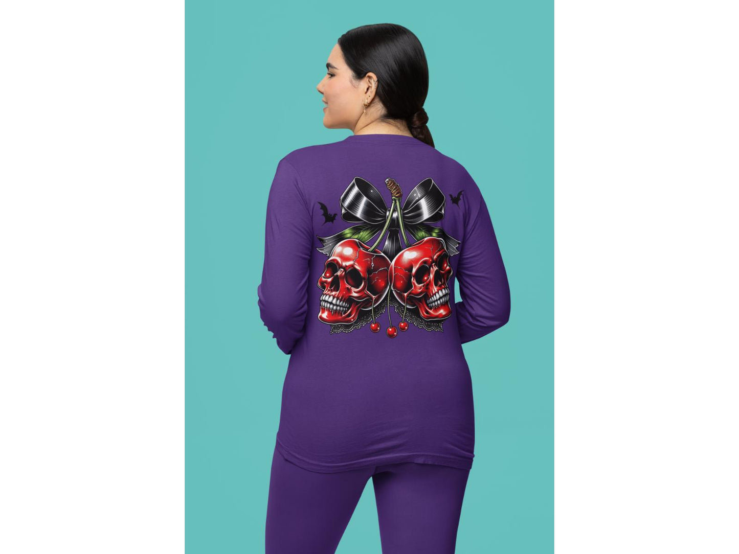 Spooky Cherry Halloween Bow Sweatshirt – Cute & Creepy Fall Vibes