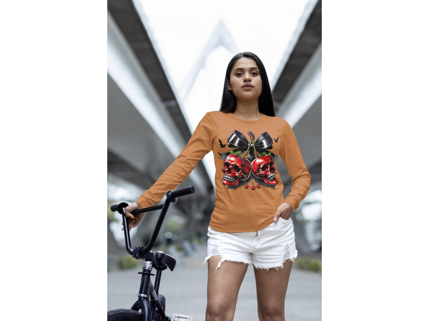 Spooky Cherry Halloween Bow Sweatshirt – Cute & Creepy Fall Vibes