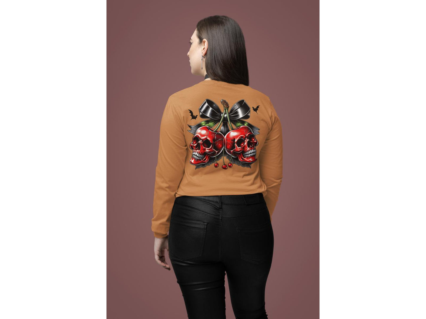 Spooky Cherry Halloween Bow Sweatshirt – Cute & Creepy Fall Vibes
