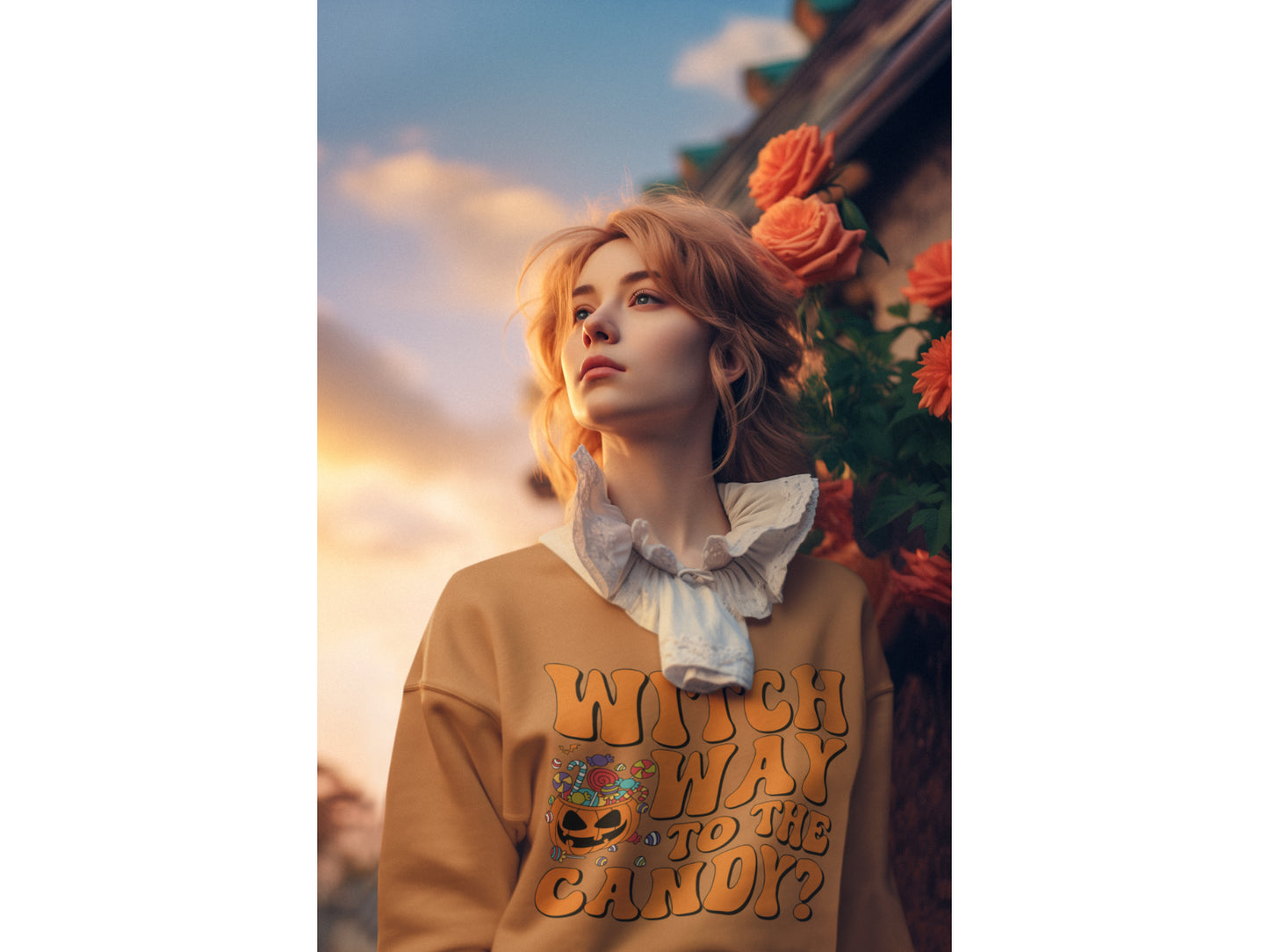 Witch Way to the Candy Halloween Sweatshirt – Bella+Canvas 3501 Unisex Pullover – Spooky Funny Fall Sweater (S–3XL, Multiple Colors)