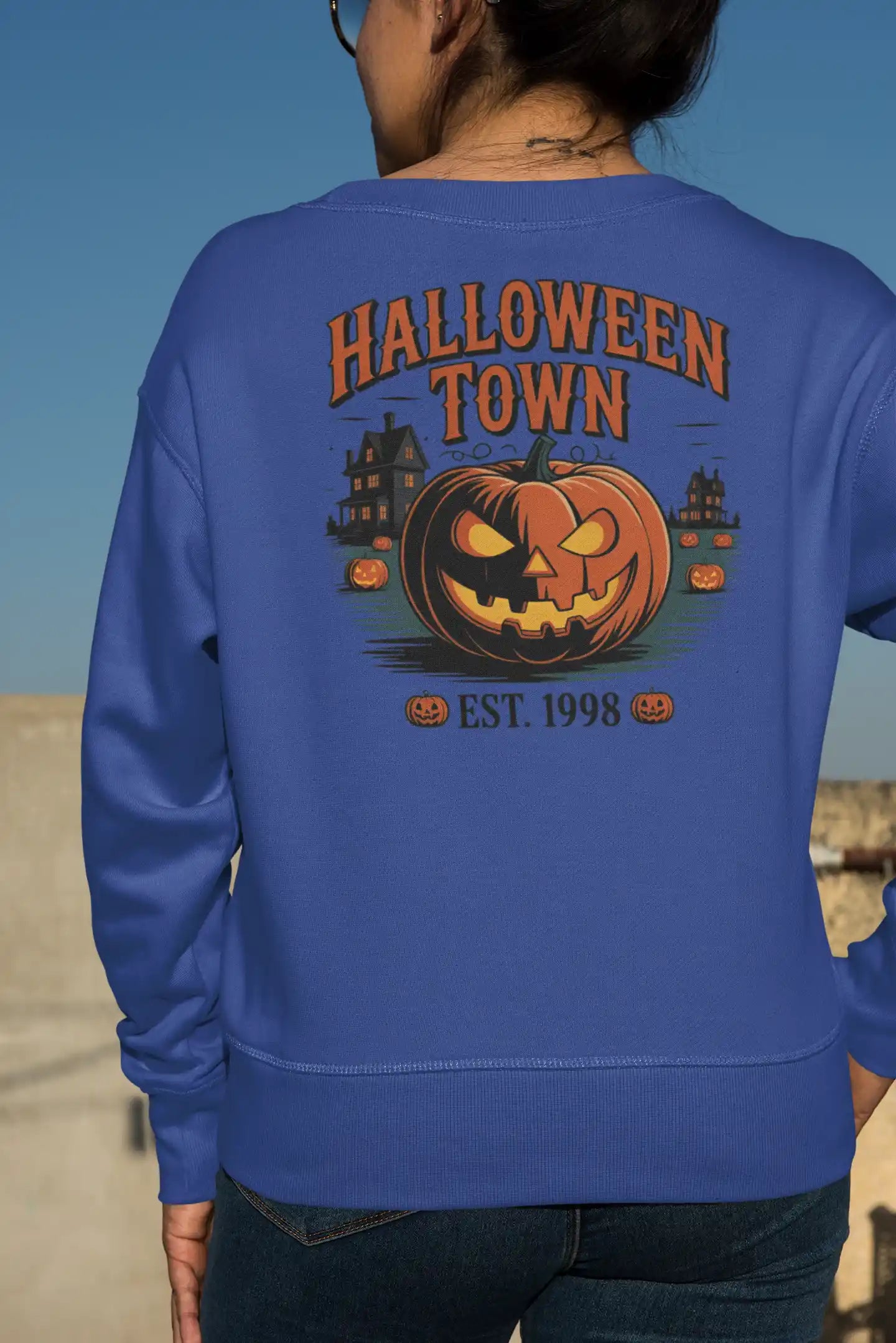 Halloween Town Sweatshirt – Vintage Pumpkin Graphic – Bella Canvas 3501 – Halloween Crewneck – Spooky Season Shirt – Unisex S-3XL