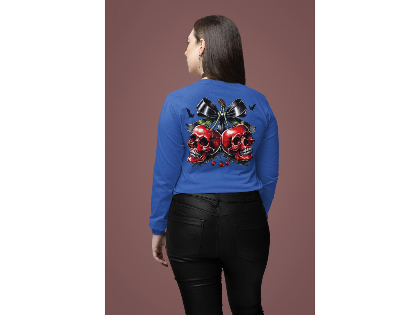 Spooky Cherry Halloween Bow Sweatshirt – Cute & Creepy Fall Vibes