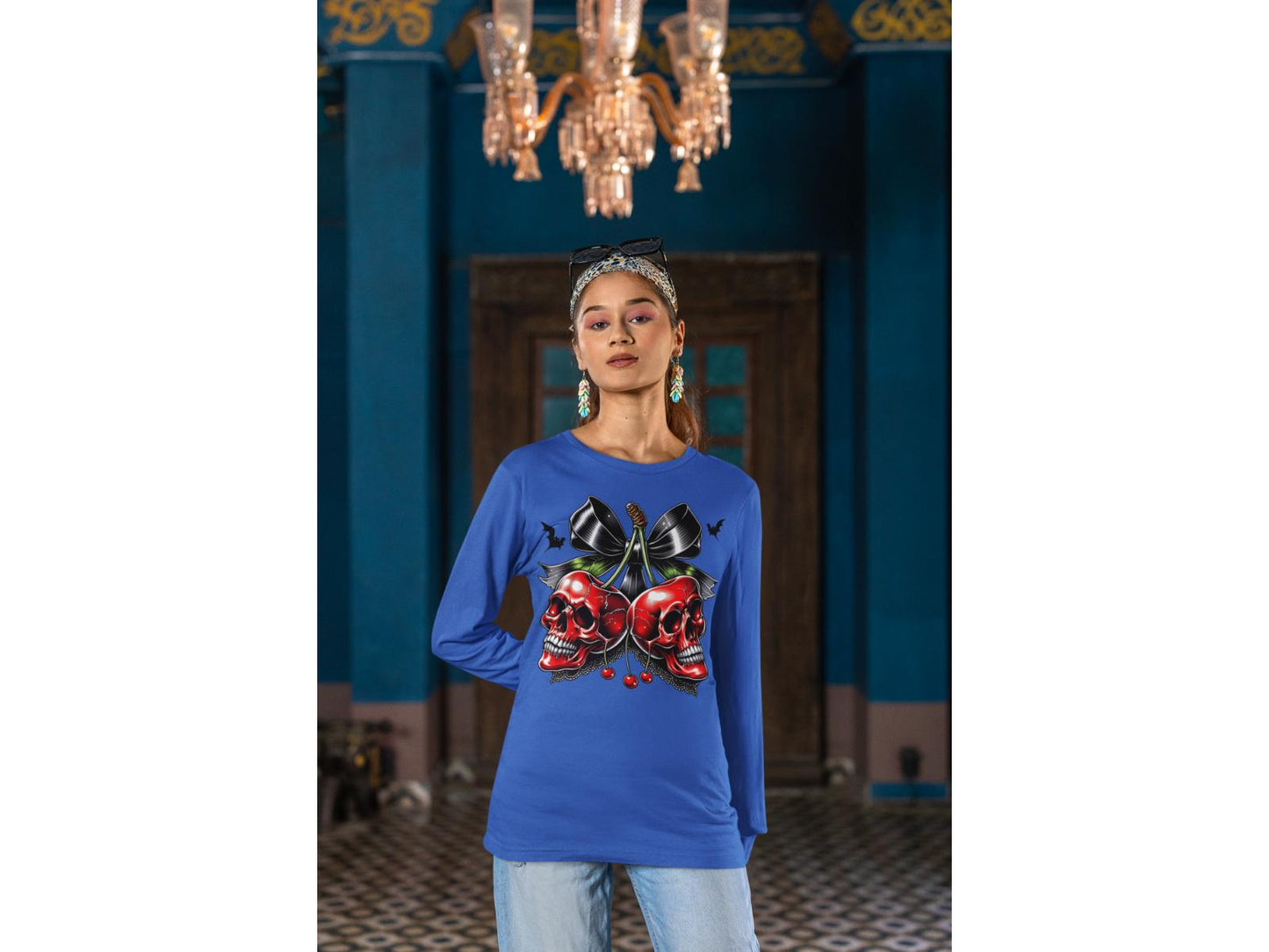Spooky Cherry Halloween Bow Sweatshirt – Cute & Creepy Fall Vibes