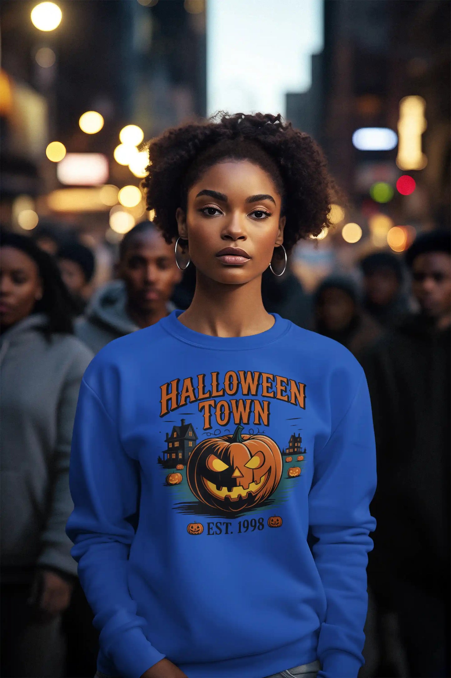 Halloween Town Sweatshirt – Vintage Pumpkin Graphic – Bella Canvas 3501 – Halloween Crewneck – Spooky Season Shirt – Unisex S-3XL