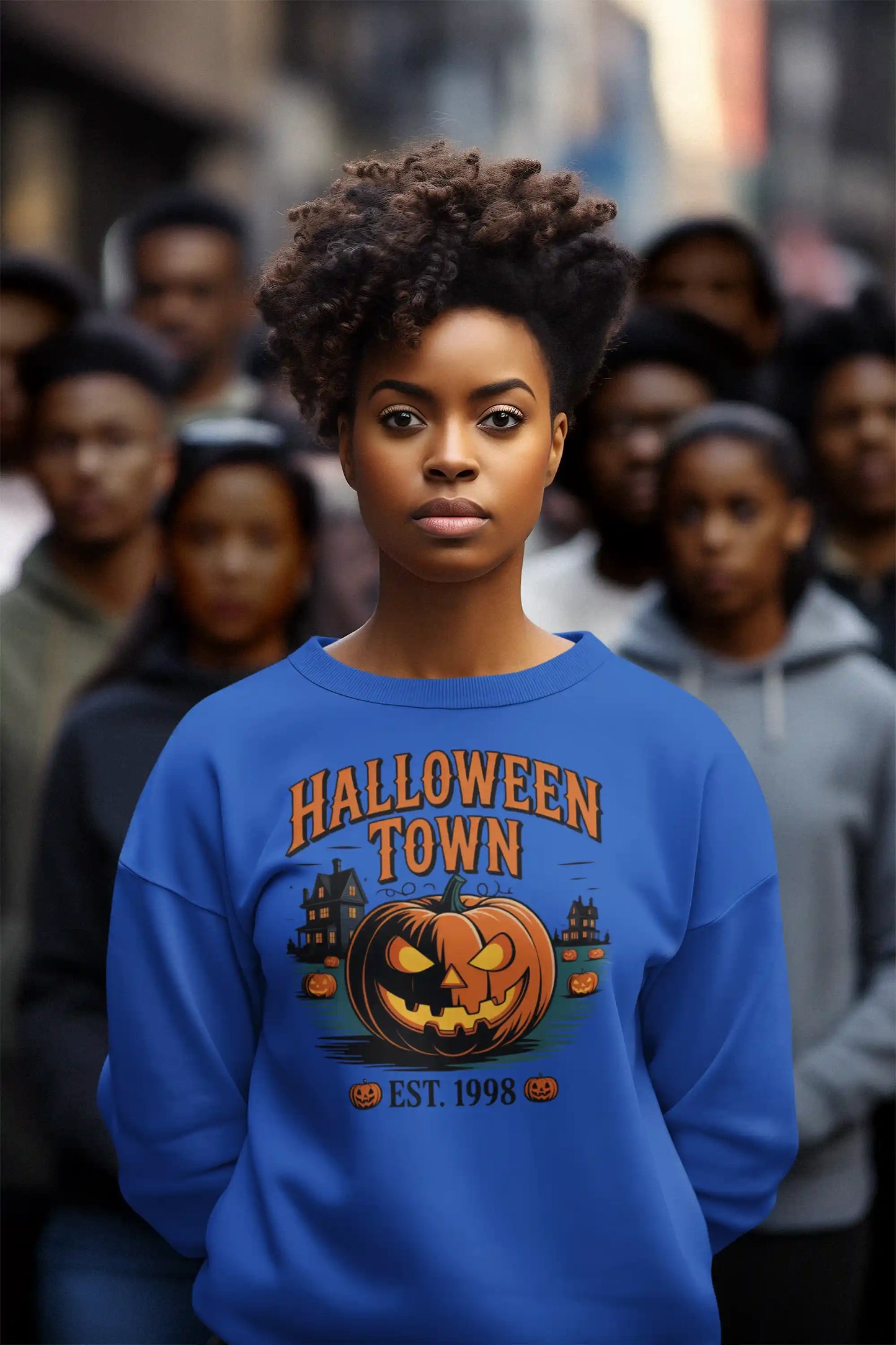 Halloween Town Sweatshirt – Vintage Pumpkin Graphic – Bella Canvas 3501 – Halloween Crewneck – Spooky Season Shirt – Unisex S-3XL