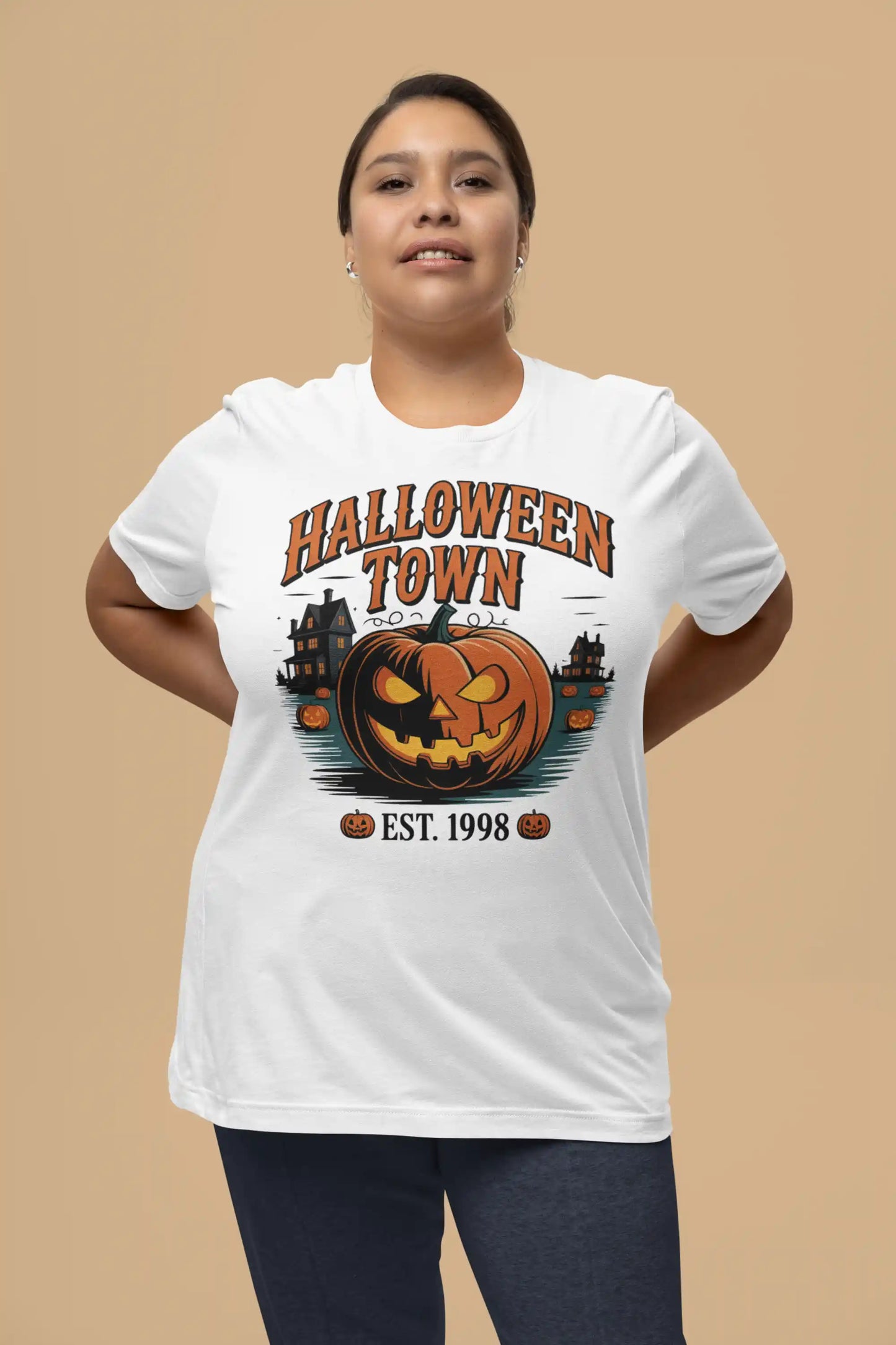 Halloween Town T-Shirt – Vintage Pumpkin Graphic – Bella Canvas 3001 – Halloween Tee – Spooky Season Shirt – Unisex S-3XL