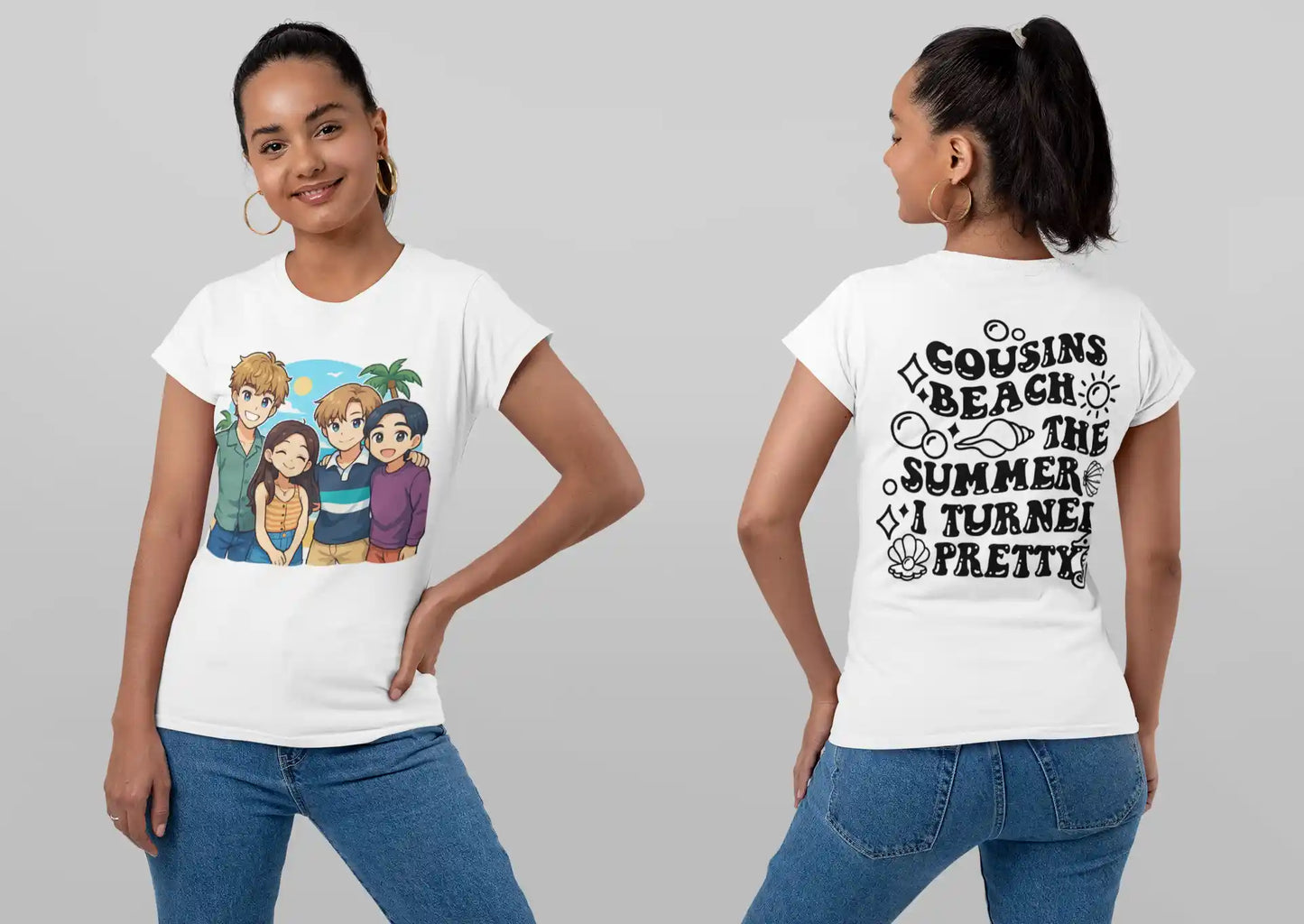 The Summer I Turned Pretty Anime T-Shirt – Belly, Conrad, Jeremiah & Steven – Bella+Canvas 3001 Short Sleeve Tee