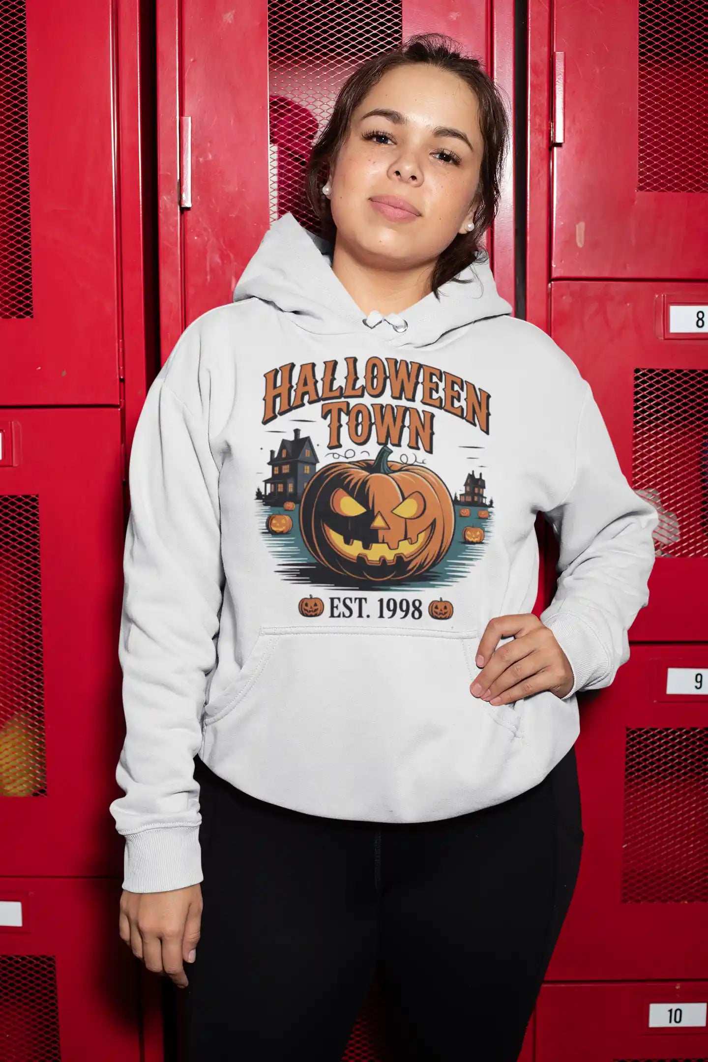Halloween Town Hoodie – Vintage Pumpkin Graphic – Bella Canvas 3719 – Halloween Pullover – Spooky Season Hoodie – Unisex S-3XL