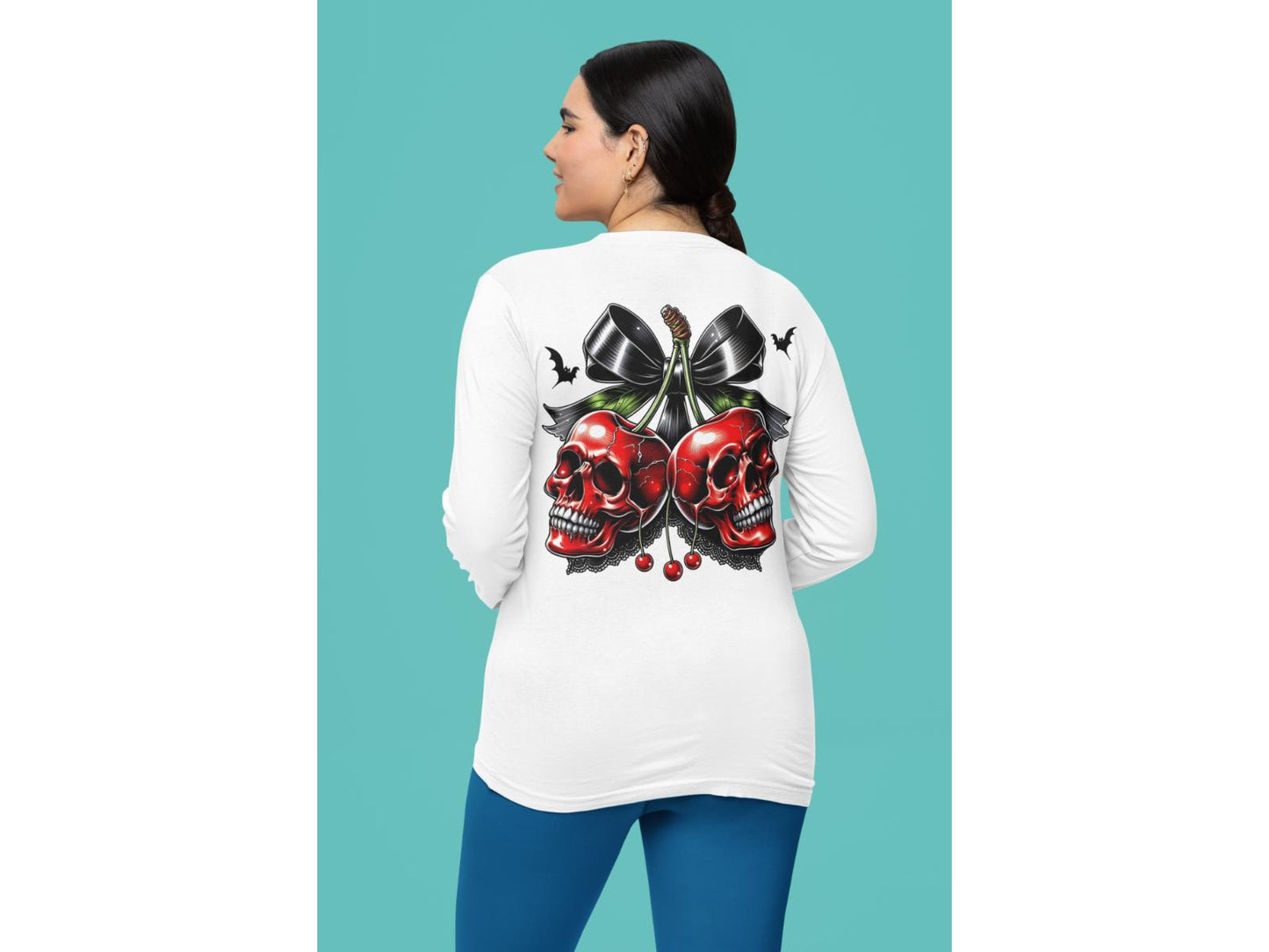 Spooky Cherry Halloween Bow Sweatshirt – Cute & Creepy Fall Vibes
