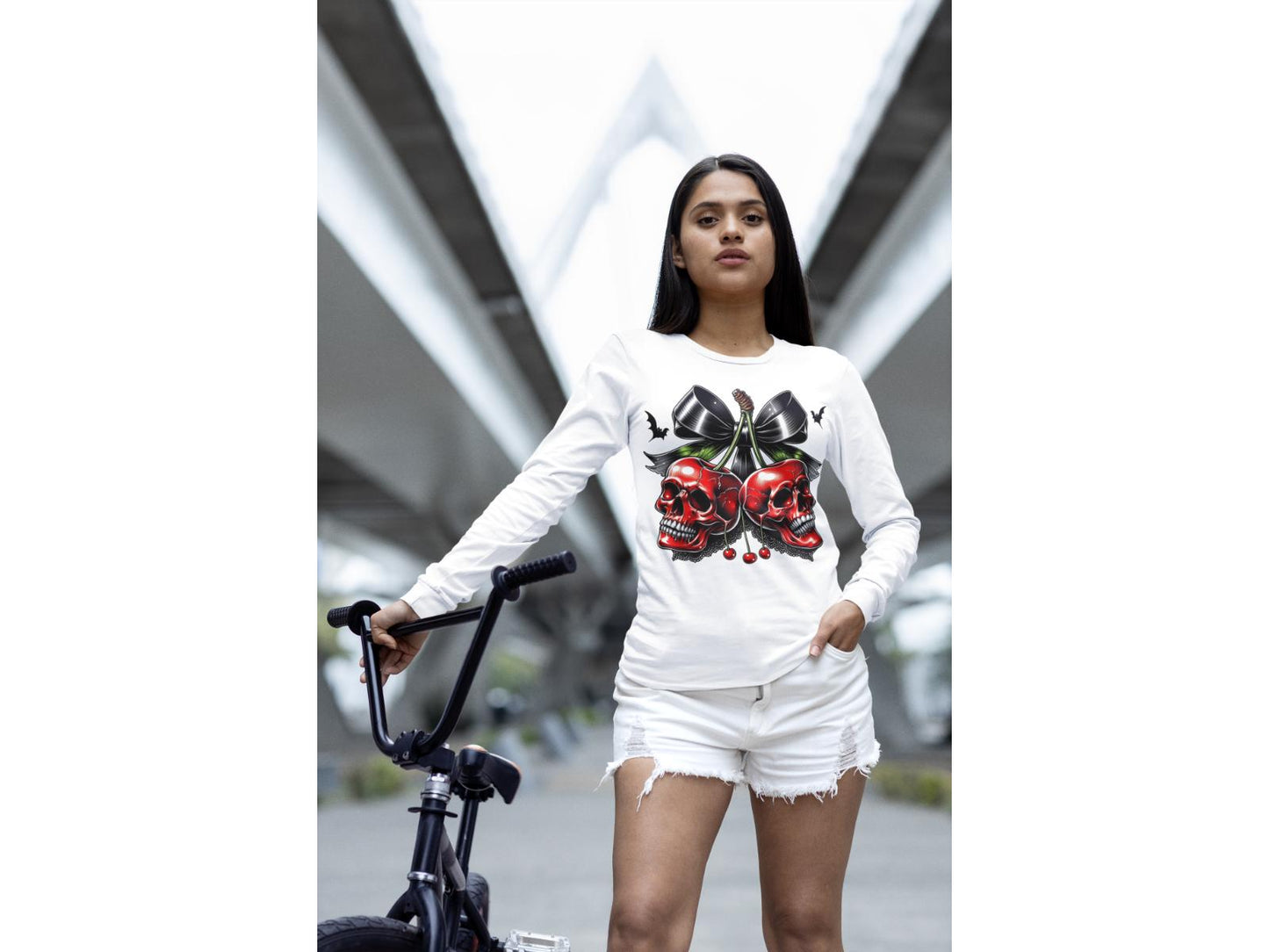 Spooky Cherry Halloween Bow Sweatshirt – Cute & Creepy Fall Vibes