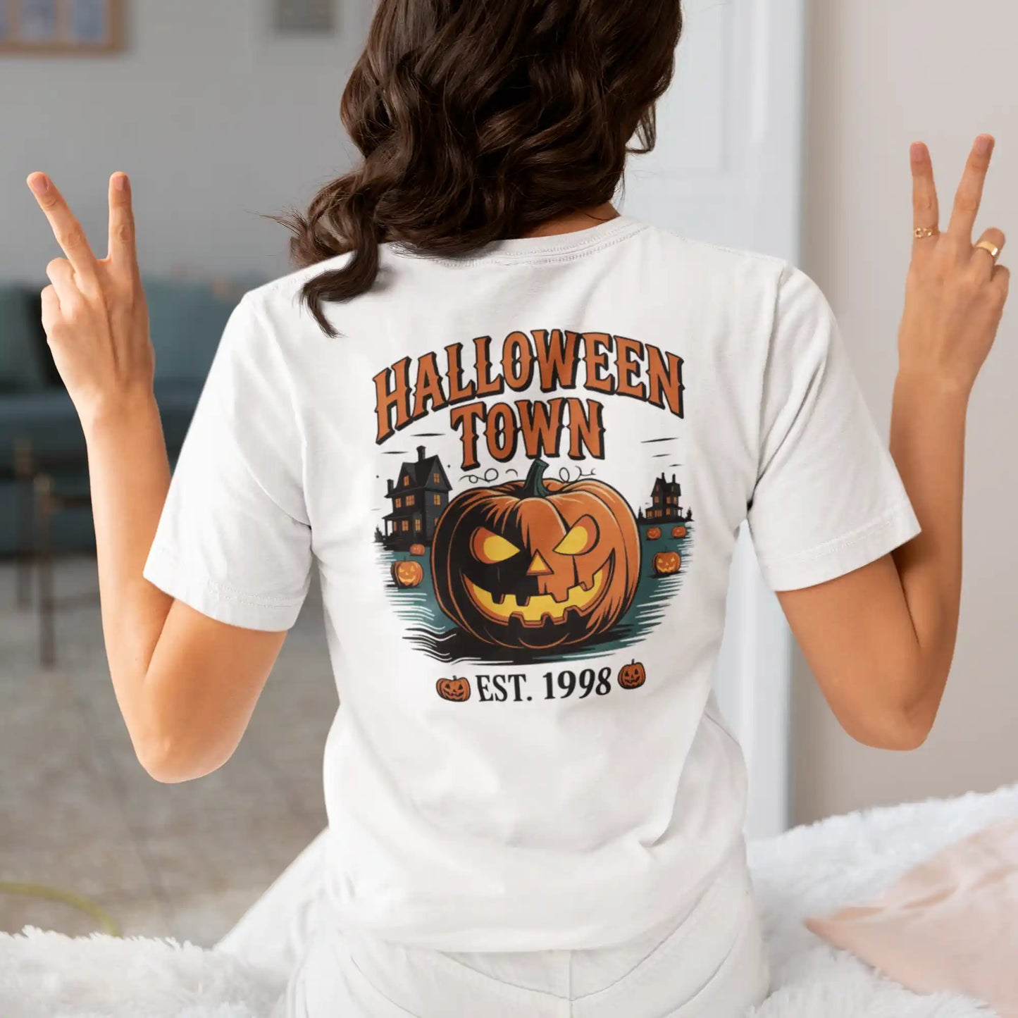 Halloween Town T-Shirt – Vintage Pumpkin Graphic – Bella Canvas 3001 – Halloween Tee – Spooky Season Shirt – Unisex S-3XL
