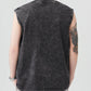 Men's black acid wash tank top with a round neck.