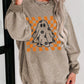 Halloween checkerboard floral ghost graphic corded sweatshirt.