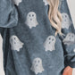 Glitter ghost round neck long sleeve sweatshirt.
