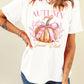 White short-sleeve t-shirt with a "Autumn Girly Social Club" pumpkin graphic.
