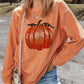 Halloween sequined pumpkin ribbed round neck sweatshirt.
