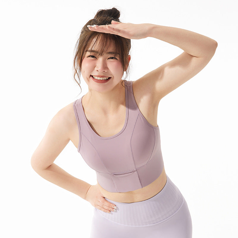 Women's One-piece high-strength shockproof sports underwear plus size push up outdoor fitness bra chubby girl yoga vest