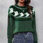 Ghost Pattern Round Neck Long Sleeve Sweater in green with white ghosts.