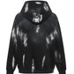 Black men's hoodie with white graffiti-style brushstroke print.