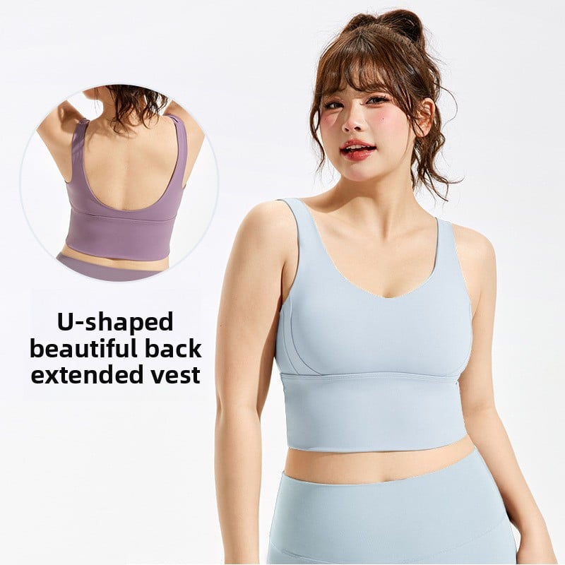 Women's One-piece high-strength shockproof sports underwear plus size push up outdoor fitness bra chubby girl yoga vest