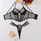 Cross-laced see-through underwear set
