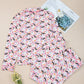 Halloween ghost print button-up top and pants lounge set.