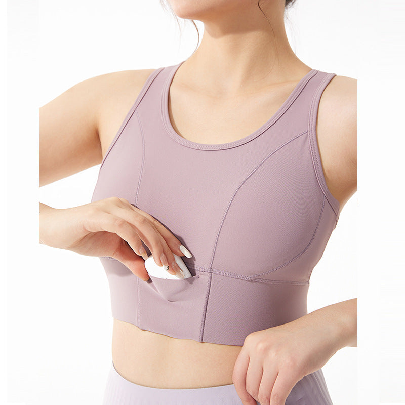 Women's One-piece high-strength shockproof sports underwear plus size push up outdoor fitness bra chubby girl yoga vest