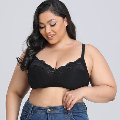 Large size bra ultra-thin lace black sexy underwear bra cross-border supply 38-50FGH