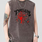 Men's gray tank top with a red spider and web graphic.